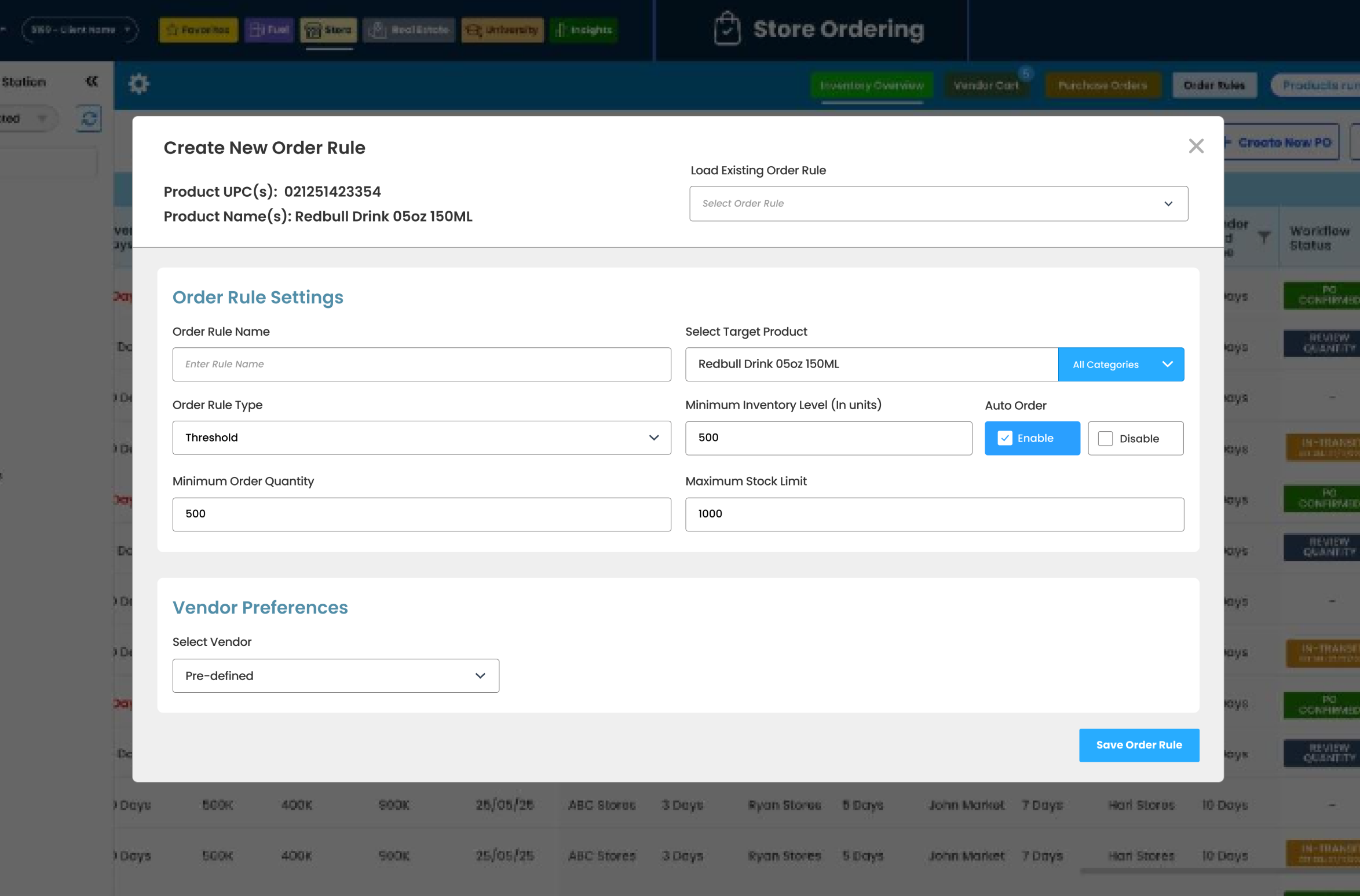 Create New Order Rule